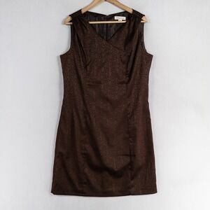 Coldwater Creek Sheath Dress Womens 14 Brown Sleeveless Stretch Business Casual
